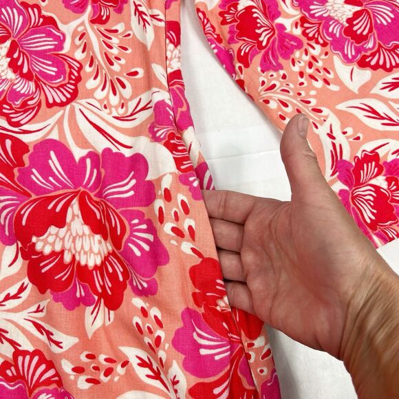 Sigrid Olsen Floral Hawaiian Print 3/4 Bell Sleeve Linen Blend Shift Dress 8 - Picture 6 of 11